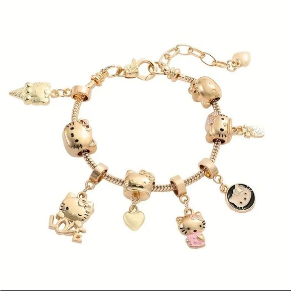 Hello Kitty Gold Plated Charm Bracelet NEW - Picture 2 of 7